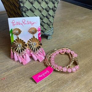 Lilly Pulitzer Pink and Gold Jewelry Set